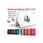 King Cameleon WHITE Samsung Galaxy Tab 3 7.0 7 '' T2100 / T210 / T210R / T211 with 1 Pen Pouch Bag Multi Angle Offert- ROTARY 360 - Many colors available - Shell Case PU LEATHER, 360 ° rotation, Stand (Supplies Office)