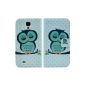 Samsung Galaxy S4 i9500 i9505 Leatherette sweet owl Folding Stand Case Protector Cover Case Flip Case Cover thematys® (Electronics)