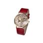 Better Dealz Vintage World Map Clock Leather Alloy Ladies Analogue Quartz Wristwatch, red (clock)