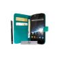 Luxury Portfolio Stand Case Cover Turquoise Wiko Cink Slim 2 and 3 + PEN FILM OFFERED!  (Electronic devices)