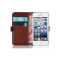 JAMMYLIZARD | Luxury Wallet Leather Case Cover for iPhone 5 and 5S, brown (Wireless Phone Accessory)
