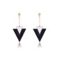 Lureme Style Old enamel color Black and White in Your Golden Triangle Shape Earrings for Women and Girls (2002327-1) (Jewelry)