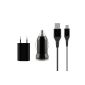 kwmobile® micro USB Charging Kit for LG (mains adapter + car + cable adapter) in Black (Wireless Phone Accessory)