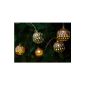 Solalux solar powered fairy lights with 12 LEDs in Moroccan spherical shape for the garden - Stainless - 2nd generation