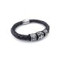 Konov Jewelry Men Bracelet, Braided Cross Charms Bracelet, magnetic closure, leather leather stainless steel, black and silver - width 11mm - Length 20cm (jewelry)