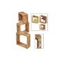 Set of 3 Cube Lounge Regal Country-style wall shelf wall shelf Solid wood in Light Brown (Kitchen)