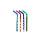 Straws Reusable Silicone BPA: Creation Patented in two rooms: Easy to clean.  Flexible to fit any water bottle.  Wide enough for smoothies.  No danger for teeth.  Ideal for juicer or fans of mixers.  4-Coloured Stripes parts (Kitchen)