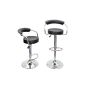 Upholstered bar stool synthetic leather with backrest and armrests Black / Chrome (Kitchen)