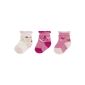 Playshoes baby - girl socks 495106 Baby debut socks, baby socks for baby - girl, Set with 3 pairs in white and pink, 0-3 months (Textiles)