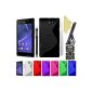 BAAS® Sony Xperia M2 - Black S-Line Silicone Gel Case + 2X Screen Protector Film + Stylus + Office Support (Electronics)