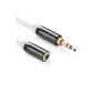 deleyCON PREMIUM 1.5m HQ stereo audio jack extension cable [white] 3,5mm jack to 3,5mm jack plug - METAL - plated (Electronics)
