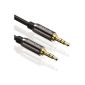 deleyCON PREMIUM 15m HQ stereo audio jack cable - 3,5mm jack plug to 3.5mm jack - METAL - plated (Electronics)