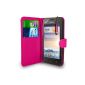 Huawei Ascend Y330 - Leather Wallet Flip Case Cover + Protector Mini Touch Screen Stylus Pen + Cloth & (Pink) (Electronics)