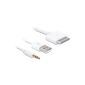1.2m 2-in-1 aux and Charging Cable for iPhone 4s to (Dock Connector> 3.5mm + USB) (Electronics)