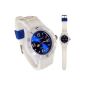 Riccardo® silicone clock - color white-blue ice - Small Face - Ladies & Gents Watches - available in many colors (clock)