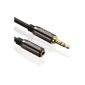 deleyCON PREMIUM HQ stereo audio jack extension cable [3m] - 3,5mm jack to 3,5mm jack plug - METAL - plated (Electronics)