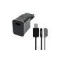 Set kwmobile® charger with power pack and charge cable for Sony devices with magnetic Black port.  Suitable for Sony Xperia Tablet Z2 (Wireless Phone Accessory)