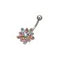 Navel Barbell Strass Curve Arcade Crystal Flower Ring Belly Ring (Jewelry)