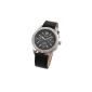Oozoo Timepieces - rhinestone watch with leather strap - JR184 - Black (clock)