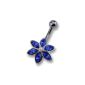 Zeeme Body - 159201020-10mm - Mixed Piercing - Silver 925/1000 - 2.8 gr - Crystal Summary - Blue / White - Flowers - 10 mm (Jewelry)