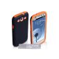 Samsung Galaxy S3 Galaxy S3 pocket Black / Orange Silicone Hard / Soft Dual Combo Case (Electronics)