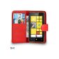 Nokia Lumia 520 Premium Wallet Leather Flip Case Pouch Red BY SHUKAN®, (Red) (Electronics)