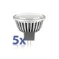 LED Spotlight MR16 GU5.3, 4 Watt, 178 lumens, 2700K, warm white, 12V AC / DC, A +, lamp parlat, 5 pieces package