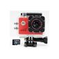 QUMOX WIFI Actioncam SJ4000 Action Sports Camera with Waterproof Full HD 1080p video helmet camera Red + 32GB Micro SD (Electronics)