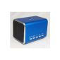 Ricco MD05 MINI DSP 2.0 2.0 channel aluminum portable travel speakers with built-in battery and USB Stick MicroSD memory card reader up to 16GB compatible with all 3.5mm audio line-in devices phones MP3 player iPhone iPad iPod Nano Touch (Blue)