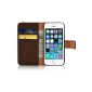JAMMYLIZARD | Leather Case Retro Wallet Case for iPhone 5 and 5S, brown (Accessories)