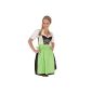 Bright green Dirndl with rose pattern, 3 pcs.  (Textiles)