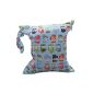 Baby toddler waterproof zipper reusable cloth diaper bag w / colorful owl pattern Light Blue (Baby Product)