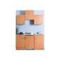 MEBASA MEBAKB1500BB mini kitchen, kitchenette 150 cm with wall units in beech Duokochplatte and base refrigerator (Misc.)