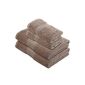 Pinzon 550g / m2 Lot towel 100% Cotton Brown Taupe, 2 Bath towels (70x140) + 2 towels (50x100) (Kitchen)