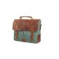 Fashion Plaza Men's leather with canvas shoulder bag man bag business casual laptop bag briefcase C5068 (Luggage)