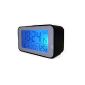 Clock with Thermometer Alarm Clock Radio Controlled Clock (sn4491) in black (household goods)