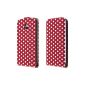 ECENCE HTC One mini M4 handytasche Folding Flip Case Cover cover retro red white dotted included screen protector 32,030,404 (Wireless Phone Accessory)
