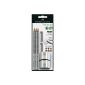Faber-Castell 117098 - Pen GRIP 2001, Content: 3 pencils, 2 erasers, 1 sharpener, silver (Office supplies & stationery)