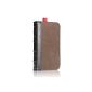 EC Technology® Leather Flip Case Cover for iPhone 4 4s with credit card pockets - Brown (Electronics)