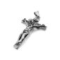 MunkiMix stainless steel pendant necklace Silver Black Jesus Christ Crucifix Crucifix Cross Retro men, with 58cm chain (jewelry)