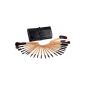 Glow 24 pc wooden handle professional-quality makeup brush set with leather case (Health and Beauty)