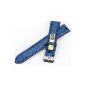 Fluco Watchband Genuine Crocodile Leather | Blue | shiny | 18mm | Strap | crocodile (clock)