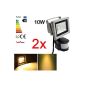 2x 10W Warm White LED Floodlight spotlight spotlights Motion warm white IP65 3000-3500K 700LM