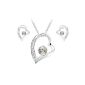 Jewelry Set Heart and Soul pendant necklace + stud earring round shaped Swarovski Crystal Clear crystals (jewelry)