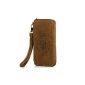 MANNA Business Wallet for Samsung Galaxy S6 and S6 Edge | Cover made of the finest nubuck leather, brown | wrist pocket with coin pocket and credit card slots (Electronics)