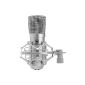 Pronomic CM-10 Studio large diaphragm microphone XLR condenser microphone (1 "capsule, cardioid, incl. Microphone spider bag, adapter for tripod mounting) silver