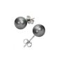 Ear plug earrings stainless steel jewelry, pearl gray anthracite | 3-8 mm, ball size: 6.0 mm (jewelry)