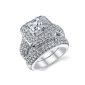 1 Carat Engagement Ring and Alliance With 925 Sterling Silver Cubic Zirconia Princess Set Size 61.5 (Jewelry)