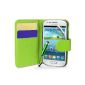 Generic B00A9WSNG2 book style folding leather look cover for Samsung Galaxy S3 Mini I8190 with card slot / Magnetic Lock / Mini Stylus green (accessory)