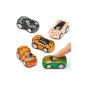 Windup cars with animal motifs - pull-back - toys for children as Encaustic and prize at the child's birthday (6 pieces) (Toy)